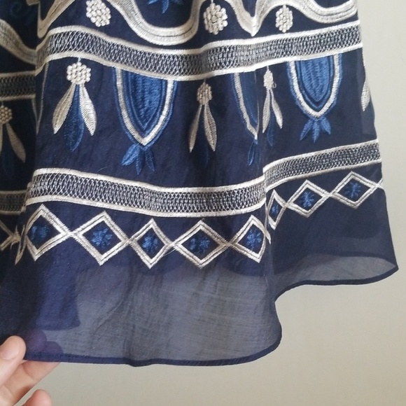 NWT Yujia Dark Blue Embroidered Dress - Picture 4 of 8